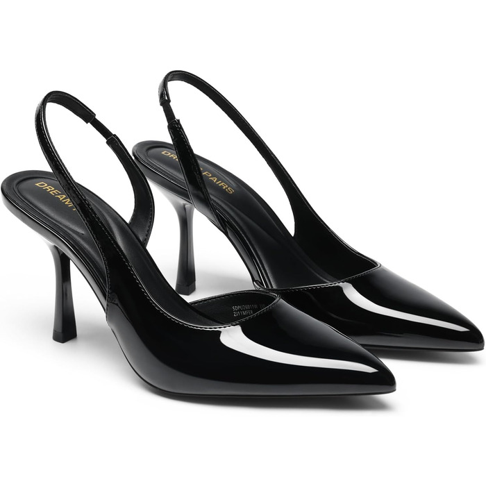 Жіночі туфлі-човники Slingback DREAM PAIRS з відкритим задником, чорні, лаковані, розмір 39 EU