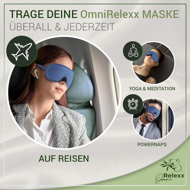 Маска для сну 3D з ефектом пам'яті (Memory Foam) для жінок та чоловіків, світлоізолююча м'яка маска для очей з чохлом для подорожей, синя