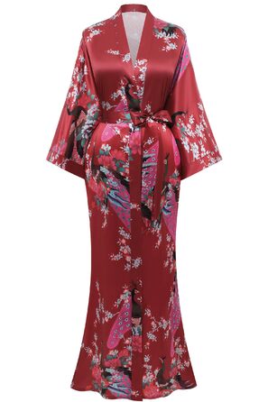 Жіночий халат-кімоно BABEYOND з квітковим принтом, великі розміри, бордовий