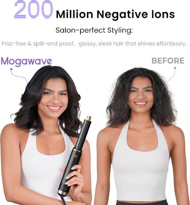 Мультистайлер для волосся 5 в 1 MogaWave Airstyler Pro 1000W: фен-щітка, плойка для локонів, об'ємний стайлер з іонізацією, чорний