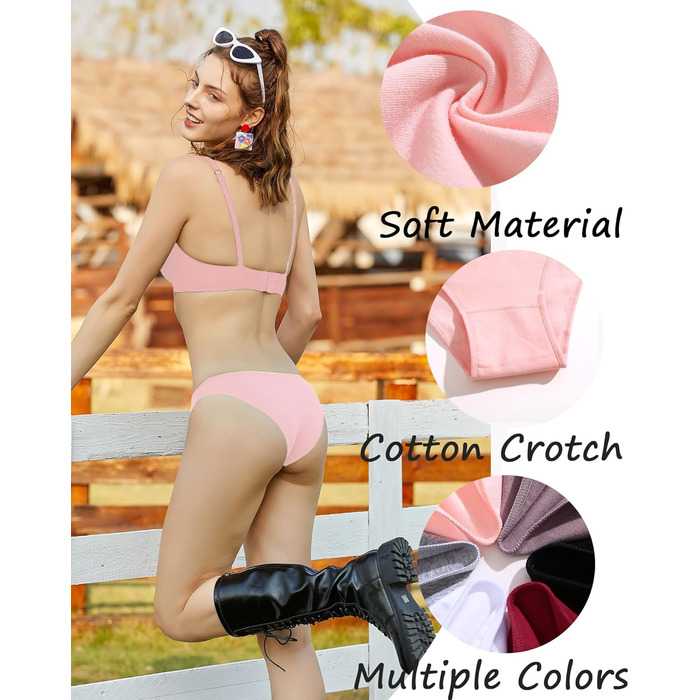 6 шт. бавовняна білизна для жінок FINETOO: низька посадка, бразильяно, S-XL, дихаюча, сексуальна