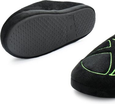 Чоловічі капці Xbox Slip-On з ігровим логотипом, чорний велюр з хутряною підкладкою та гумовою підошвою, розмір 43/44.5 EU