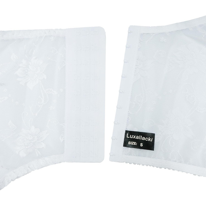 Вінтажний пояс Luxallacki з 6 ремінцями, металевою застібкою, гладким атласом та квітковою мереживом, елегантний британський пояс для панчіх (Білий, 46)