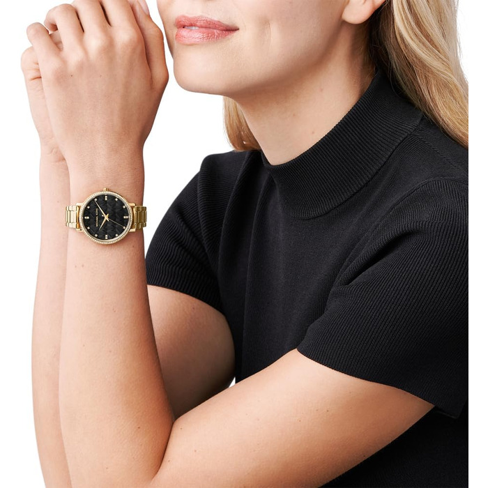 Жіночий годинник Michael Kors Pyper кварцовий, сталевий браслет, чорний з золотим кольором