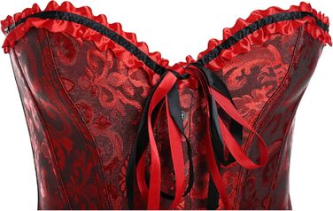 Корсет жіночий Miss Moly вінтажний, повний бюст, класичні кольори, мереживо, бант, з принтом G-string, темно-червоний