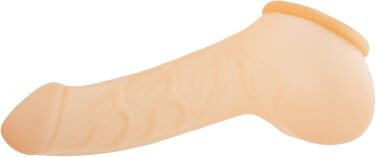 Латексний пеніс-чохол TOYLIE з презервативом, 14 см, напівпрозорий, з мішком та вираженою головкою, MADE IN GERMANY