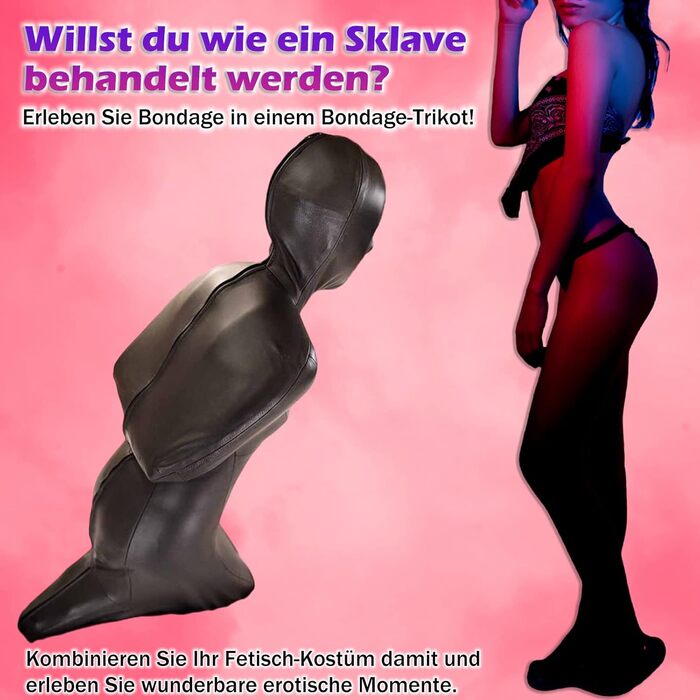 Комбінезон-сліп з штучної шкіри Ohyesbae Bondagesack 2XL, з фіксацією рук та колін, на блискавці, для жінок та чоловіків