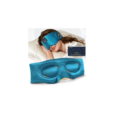 Маска для сну з Bluetooth-навушниками MUSICOZY з натурального шовку та mulberry silk, 3D затемнення, бездротові навушники для сну, комфортна для сну на боці, акумулятор 14 год, зелена