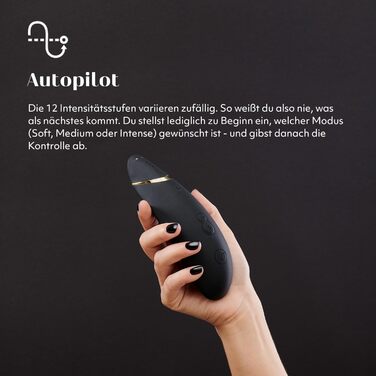 Womanizer Premium - вібратор для клітора з ефектом пульсації | Інтимна іграшка для жінок | Чорний, золотий