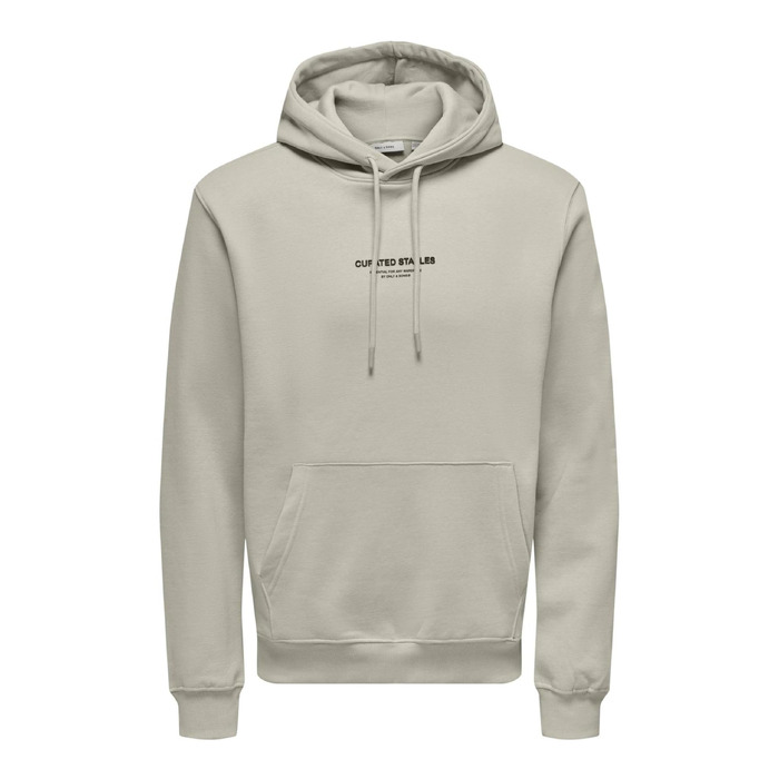 Чоловічий худі Only & Sons Onscurated Regular Fit з капюшоном, колір Silver Lining, розмір XXL