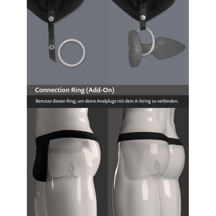 WILDYOU A-String Kilian Plug Tanga XL Чорний - сексуальна білизна для дорослих