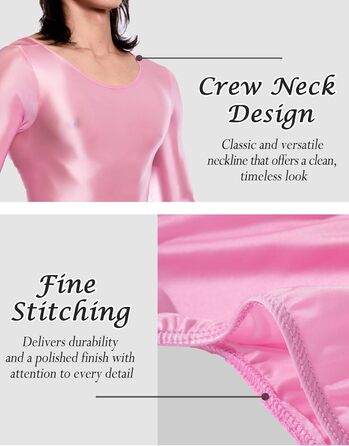 Чоловічий боді з довгим рукавом AIEOE (Рожевий, M) – блискучий, з довгим рукавом