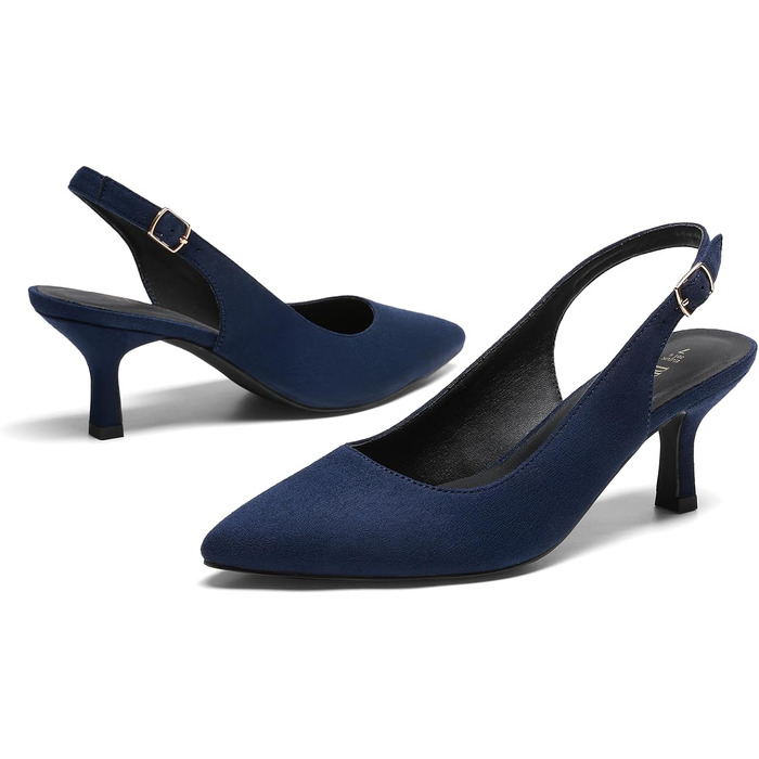 Жіночі туфлі-човники Dream Pairs Slingback на підборах, темно-сині замшеві, розмір 39 EU