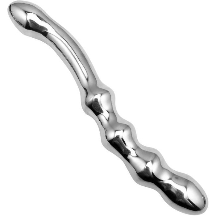 Анальний плаг з нержавіючої сталі, подвійний, для стимуляції G-точки та простати