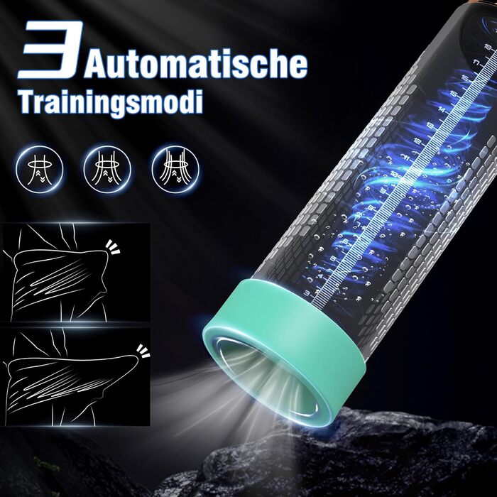 Пумпа для збільшення пеніса HIVEFUN: 4 режими всмоктування, 3 автоматичні тренувальні, водонепроникна (IPX7), сірий/зелений