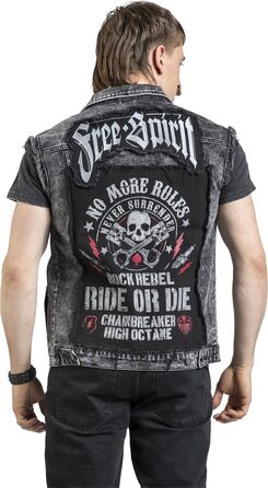 Чоловічий жилет Rock Rebel by EMP чорного кольору з ефектом Acid-Wash, розмір S