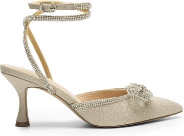 Жіночі туфлі з низьким каблуком Kitten Heels DREAM PAIRS з декором у вигляді банта зі стразами, золотисті, розмір 40 EU