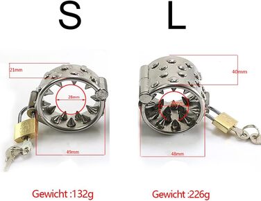 Сталевий кільцеподібний пристрій для чоловіків з шипами, для розтягування яєчок, кільце для яєчок, бондേജ്, замок для яєчок, сталевий еротичний аксесуар для чоловіків (L)