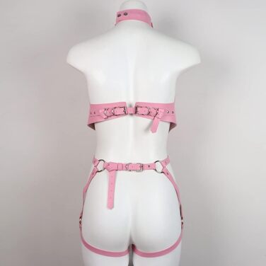 ALMYMM Корсет-нагрудник з шкіри для жінок: сексуальний фетиш-аксесуар для Cosplay, вечірок та клубів (рожевий)