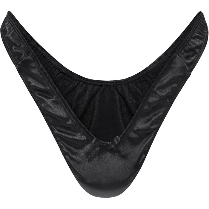 Танга-шорти LittleForBig з прихованим гафелем, гладкі шовкові, чорні - для кросдресерів та трансгендерних осіб