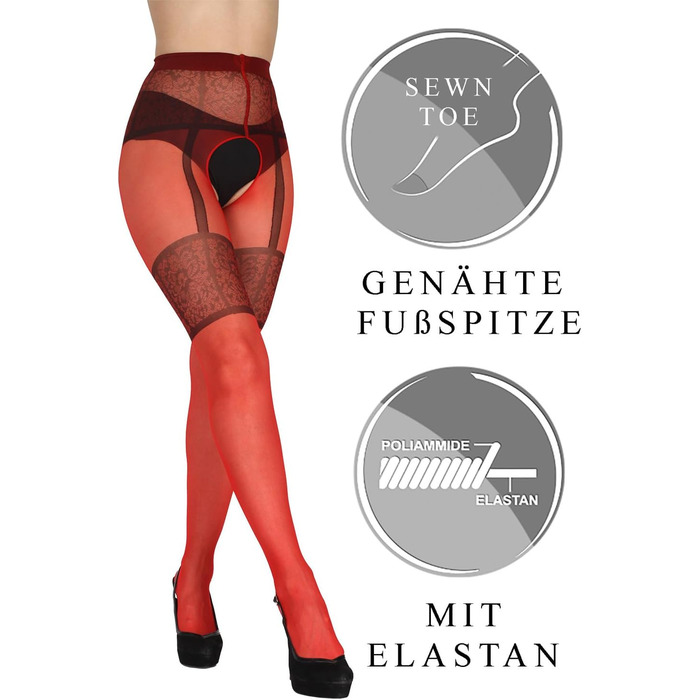 Шкарпетки BANANALU з візерунком, відкритий крок, 20 Den (M, Червоний)