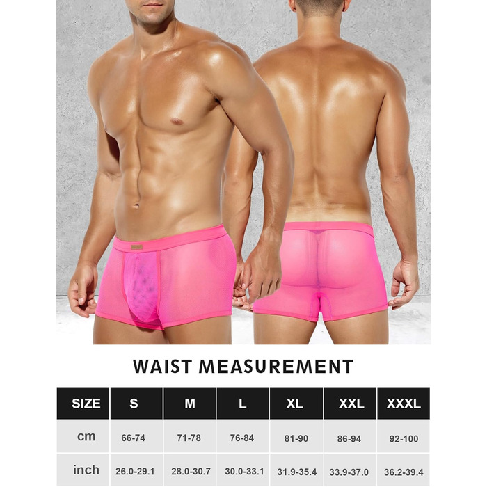 Боксерки чоловічі Caey Kevin Herren з прозорим матеріалом, низька талія, комплект 6 шт. (рожевий, L)