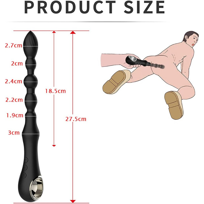 Вібратор для анусу JFRong з 7 режимами вібрації та підігрівом - анальні кульки, стимулятор G-точки, для чоловіків, жінок, пар