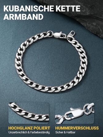 Сталевий браслет-ланцюг PROSTEEL для чоловіків та жінок, класичний панцирний стиль, сріблястий колір, 23 см, ширина 6 мм