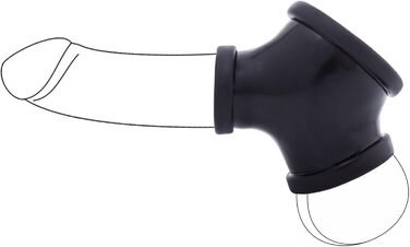 Стриптиз-рукав з латексу для чоловічих статевих органів, чорний, з кільцем 2.8 см, кільцем для яєчок 3.5 см, розтягувачем яєчок, секс-іграшка для початківців та професіоналів, виготовлено в Німеччині