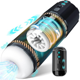 Електричний секс-іграшка для чоловіків: вібраційний статевий мультик з 3D-вагіною, чорний, XXL