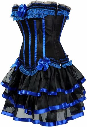 Сукня корсетна з корсажем, бюстєром, мереживом, готичний стиль, сукня бурлеск, для жінок, зелена (XXS, блакитна)