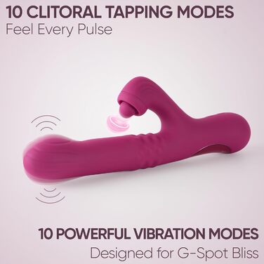 Вібратор для інтимної стимуляції SEKOVE Rabbit, Duale Стимуляція, перламутрові кульки, торкання клітора (Deep Purple)