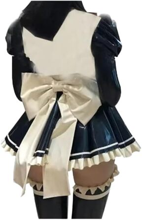 Костюм для косплею LIXIAAOOKWEDG: Латексна сукня для косплею, сукня служниці, клубний стиль, довгі рукави-буфи, рюші, чорний, 3XL