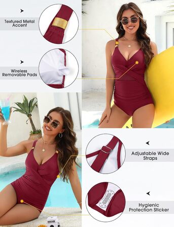 Купальник жіночий Badeanzug, формирующий силует, бавовна, бордовий, S