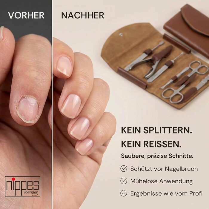 Манікюрний набір Nippes Solingen Classic, 7 предметів, нержавіюча сталь, у шкіряному чохлі