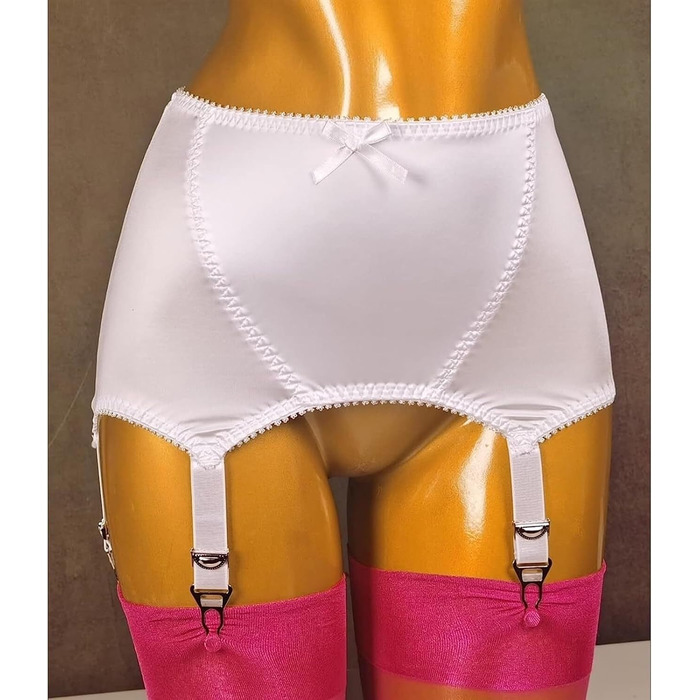 Жіночий корсетний пояс ZHEYDAHOU з 6 ремінців, сатиновий, для панчіх, білий, XL