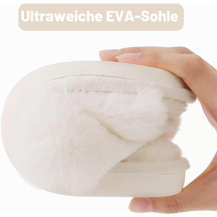 Жіночі плюшеві капці Evshine з ефектом пам'яті (Memory Foam), відкриті пальці, білі, розмір 40/41 EU