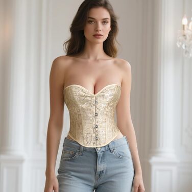 Вонмеллі Корсетний Топ-Бюстгальтер з Кружевом, Формуючий, Бежевий - Cosplay, Інтимна білизна