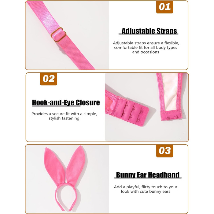 Костюм сексуальної нижньої білизни Ausing для жінок: сукня та комплект. Комплект сексуальної білизни для жінок, сукня-костюм, рожевий, S-XL. Ідеальний вибір для образу зайчика.