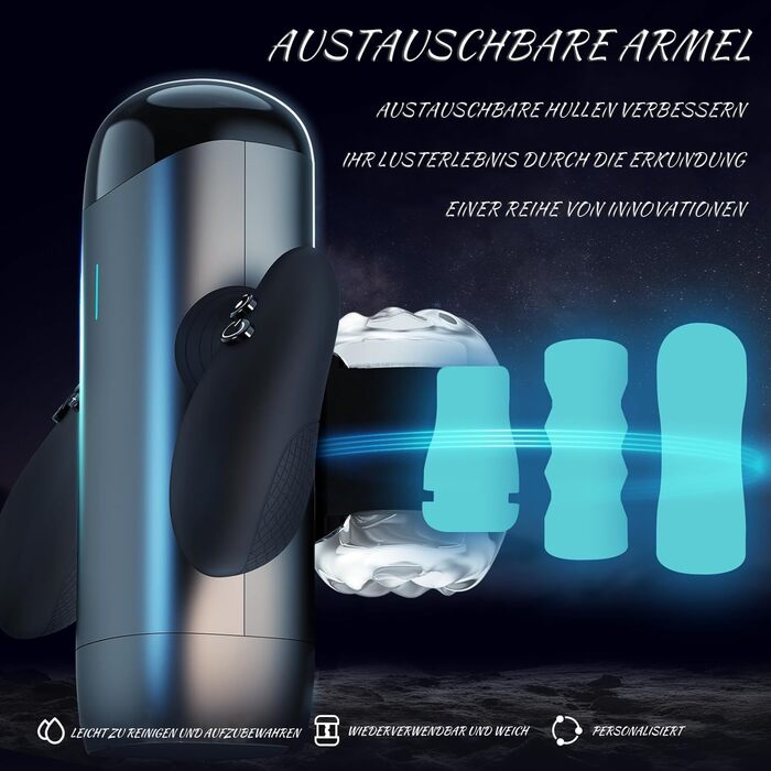 Масажер для чоловіків з 5 телескопічними головками та 5 режимами стимуляції. Реалістичний вагінальний масажер для чоловіків