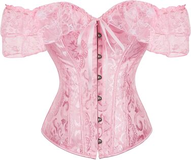 Корсет для жінок CSKJ: готичний корсет-топ з мереживом, пірсинг, повномірний, для вечірки, карнавалу, костюму, рожевий