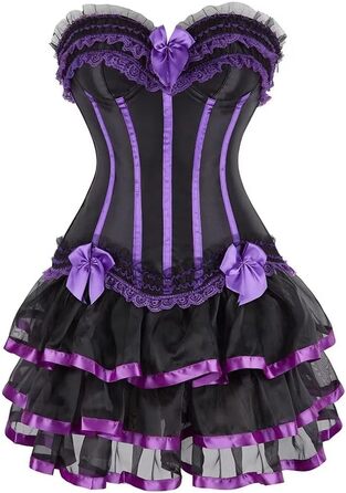 Сукня корсетна з корсажем, бюстєром, мереживом, готичний стиль, бурлеск, для жінок, зелена (XXS, Purple3704)