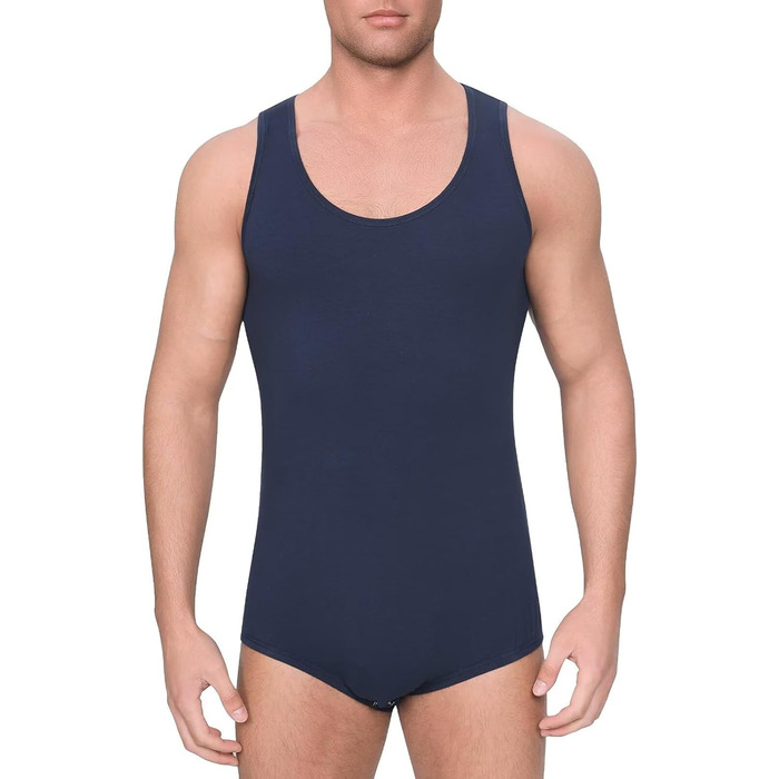 Боді Landofgenie з бавовни, темно-синій, розмір S - одноцільний костюм на бретелях для дорослих