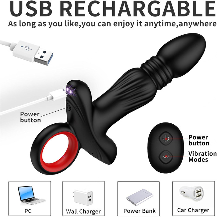 Вібратор для чоловіків Analvibratoren 9 режимів, з пультом, стимулятор простати, чорний