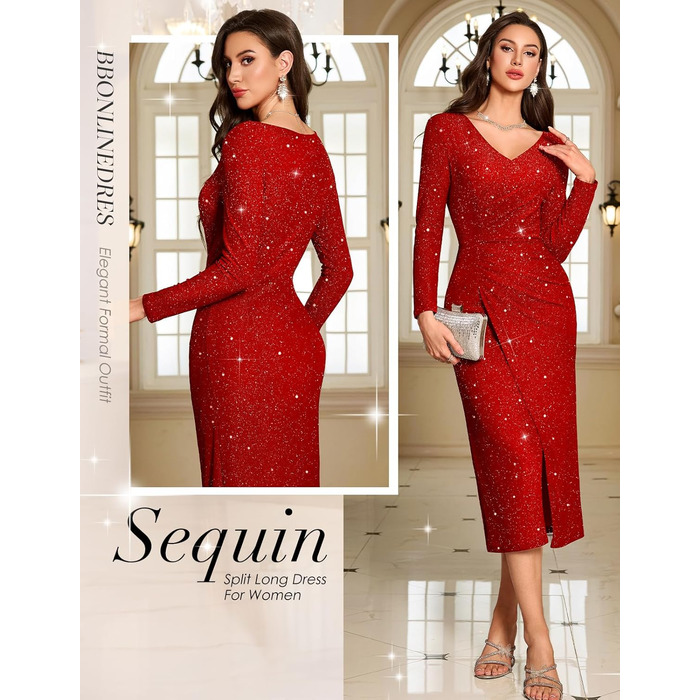 Сукня Bbonlinedress з паєтками: елегантна максі, червона, для вечірок та свят