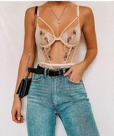 Жіночий комплект спідньої білизни: бюстгальтер, труси, боді з підтяжками, квітковий дизайн, розмір XL, колір A