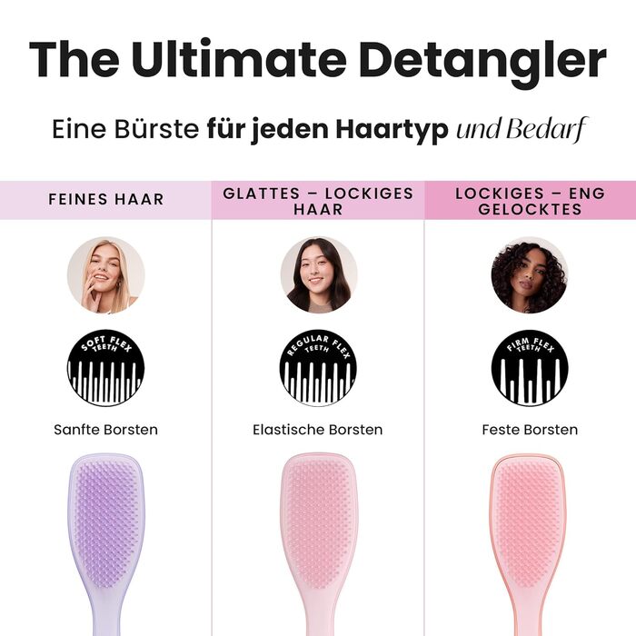 Щітка для волосся Tangle Teezer Ultimate Detangler для фарбованого, тонкого та рідкого волосся, фіолетова — двогодинна щетина для зменшення ламкості та виплухування