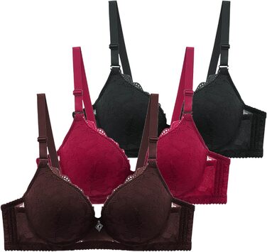 3 шт. Комплект класичних мереживних бюстгальтерів BHS для жінок з кісточками, спортивний пуш-ап, регульований бюст, комфортний, безшовний, з підкладкою, сексуальний, для тренувань, сну, нижня білизна, 80B