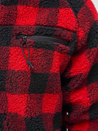 Чоловіча робоча куртка Brandit Teddyfleece Worker Jacket, теплий фліс, червоно-чорна, розмір 3XL
