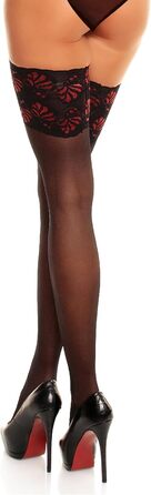 GLAMORY Шкарпетки без бретелек Deluxe 20, великі розміри, чорний/червоний